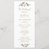 wit en goud magnolia floral bruiloft programma programmakaart (Voorkant)