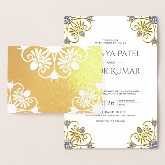 Wit en Goud Mandala Indiase bruiloft uitnodiging (Display)