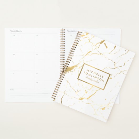 Wit en Goud Marmer Afspraakboek Planner (Display)