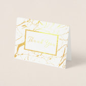 Wit en Goud Marmer Dank u Gevouwen Kaart (Voorkant)