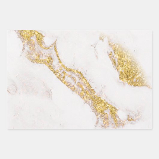Wit en goud marmer inpakpapier vel (Voorkant 3)