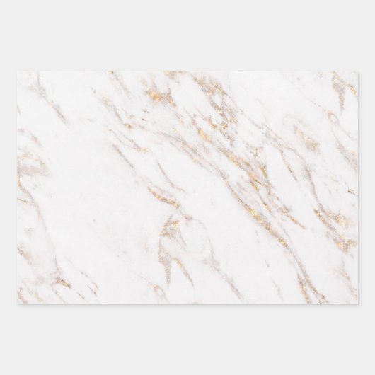 Wit en goud marmer inpakpapier vel (Voorkant 2)