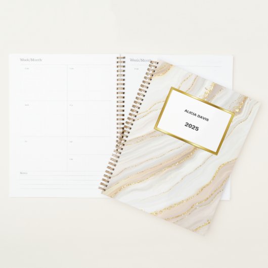 Wit en goud marmer | Je naam Planner (Display)