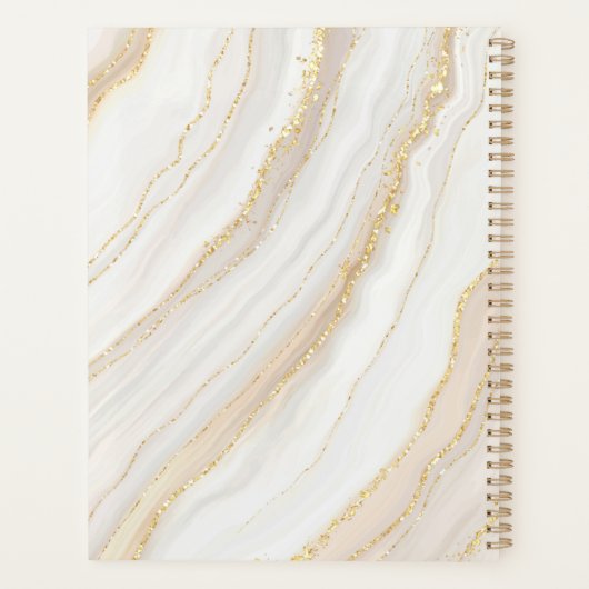 Wit en goud marmer | Je naam Planner (Achterkant)