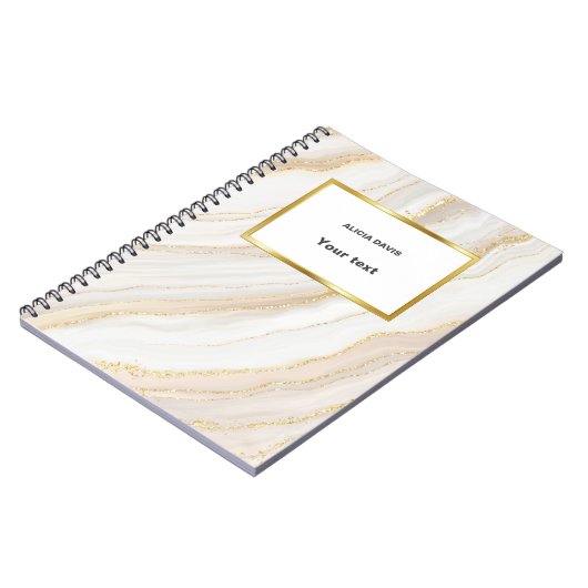 Wit en goud marmer | jouw naam notitieboek (Linkerzijde)