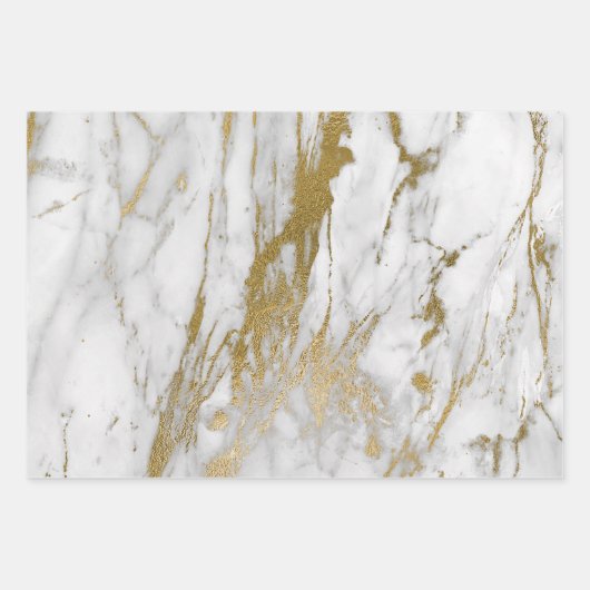 Wit en Goud Marmer Look Inpakpapier Vel (Voorkant 2)