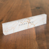 Wit en Goud Marmer Professioneel Modern Naambordje (Zijkant)