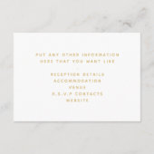 Wit en goud marmeren bruiloft de details informatiekaartje (Achterkant)