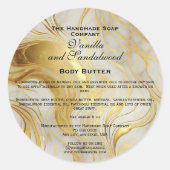 Wit en Goud Marmeren Cosmetica Jar Label (Voorkant)