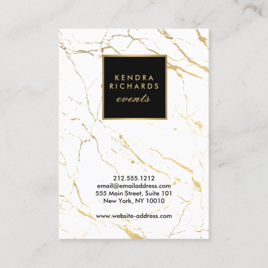 Wit en Goud Marmeren Evenementenplanner Groot Visitekaartje (Achterkant)
