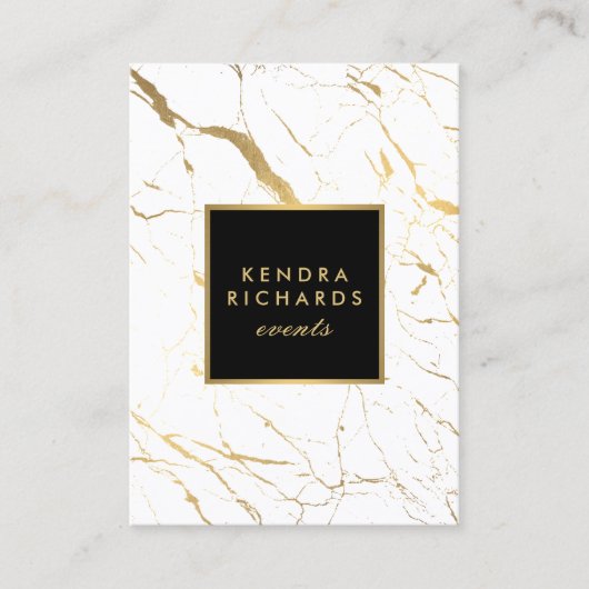 Wit en Goud Marmeren Evenementenplanner Groot Visitekaartje (Voorkant)