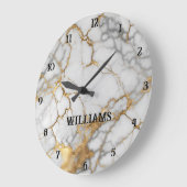 Wit en Goud Marmeren Klokken Gepersonaliseerd (Hoek)