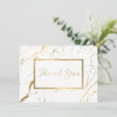 Wit en Goud Marmeren Ontwerper Dank u Kaart (Staand voorkant)