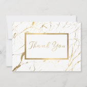 Wit en Goud Marmeren Ontwerper Dank u Kaart (Voorkant)