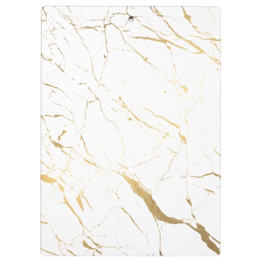 Wit en Goud Marmeren Ontwerper Gepersonaliseerd Klembord (Achterkant)