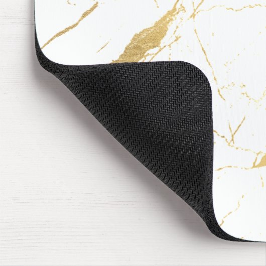 Wit en Goud Marmeren Ontwerper Muismat (Hoek)