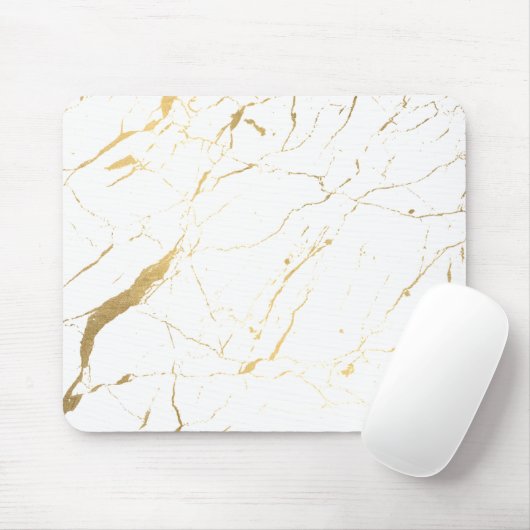 Wit en Goud Marmeren Ontwerper Muismat (Met muis)