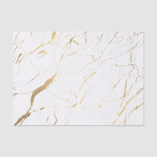 Wit en Goud Marmeren Ontwerper Tissuepapier (Voorkant)