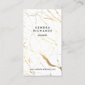 Wit en Goud Marmeren Patroon Designer Visitekaartje (Voorkant)