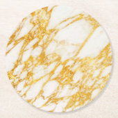 Wit en goud marmeren steen ronde kartonnen onderzetter (Voorkant)