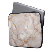Wit en Goud Marmeren Textuur Elektronikazak Laptop Sleeve (Voorkant Links)