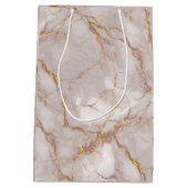 Wit en Goud Marmeren Textuur Gift Bag Medium Cadeauzakje (Achterkant)