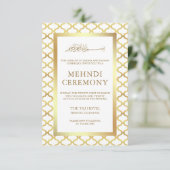 Wit en goud Marokkaans vierbladig Moeslim Mehndi Informatiekaartje (Staand voorkant)