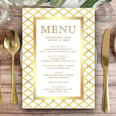 Wit en Goud Marokkaanse Quatrefoil Bruiloft Menu