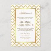 Wit en Goud Marokkaanse Quatrefoil Moslim Mehndi Informatiekaartje (Voorkant)