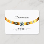 Wit en Goud met Monogram Diamanten Professioneel Visitekaartje (Voorkant)