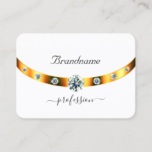 Wit en goud met Monogram Diamonds Professional Visitekaartje (Voorkant)