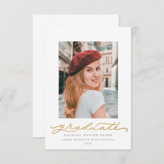 Wit en goud millennial script kaart (Voorkant / Achterkant)