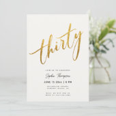 Wit en Goud Minimalist Elegant 30e Verjaardag Kaart (Staand voorkant)