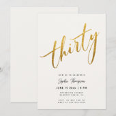 Wit en Goud Minimalist Elegant 30e Verjaardag Kaart (Voorkant / Achterkant)