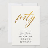 Wit en Goud Minimalist Elegant 40e Verjaardag Kaart (Voorkant)