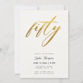 Wit en Goud Minimalist Elegant 50ste Verjaardag Kaart (Voorkant)