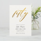 Wit en Goud Minimalist Elegant 50ste Verjaardag Kaart (Staand voorkant)