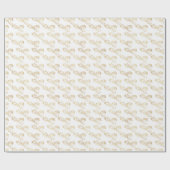 Wit en Goud Mistletoe Glitter Kerstmis Cadeaupapier (Vlak)