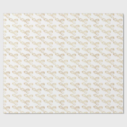 Wit en Goud Mistletoe Glitter Kerstmis Cadeaupapier (Vlak)