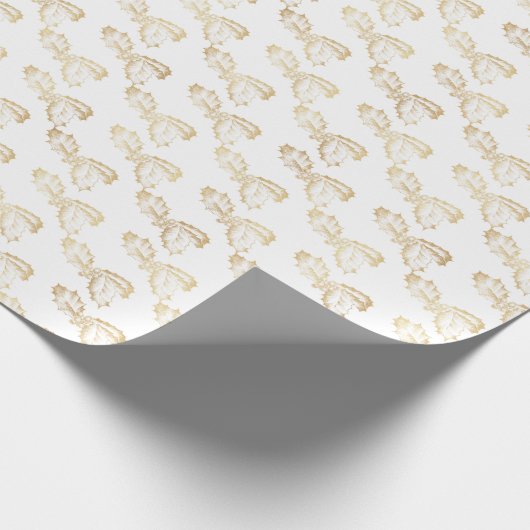 Wit en Goud Mistletoe Glitter Kerstmis Cadeaupapier (Hoek)