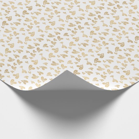Wit en Goud Mistletoe Glitter Kerstmis Cadeaupapier (Hoek)