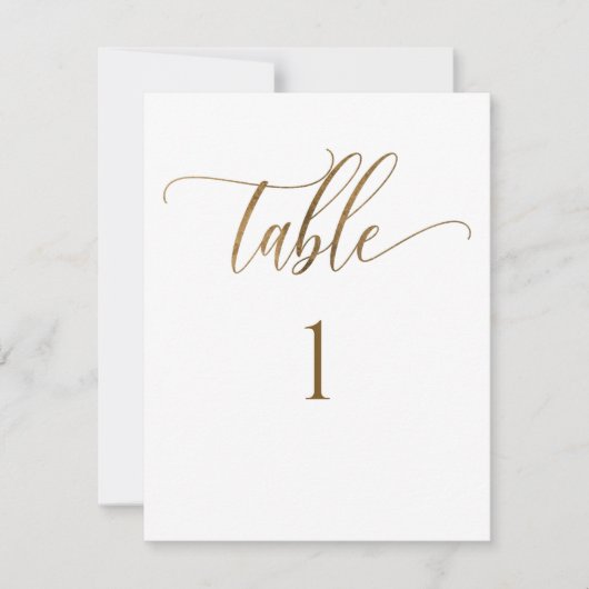 Wit en Goud Modern Minimalistisch Tafelnummer (Voorkant)