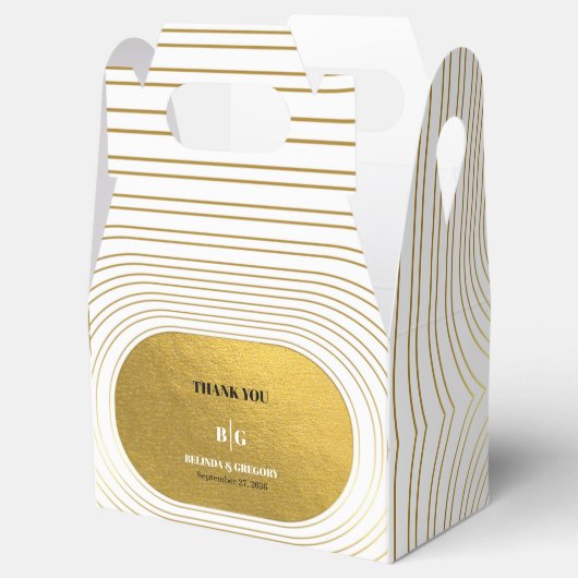 Wit en goud Modern minimalistische wapenweddenscha Bedankdoosjes (Geopend)