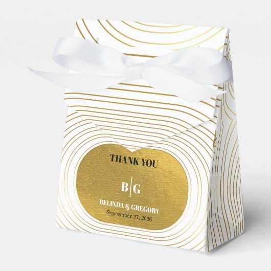 Wit en goud Modern minimalistische wapenweddenscha Bedankdoosjes (Voorkant Zijde)