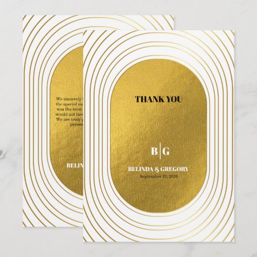 Wit en goud Modern minimalistische wapenweddenscha Bedankkaart (Voorkant / Achterkant)