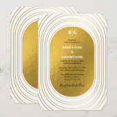 Wit en goud Modern minimalistische wapenweddenscha Kaart (Voorkant / Achterkant)