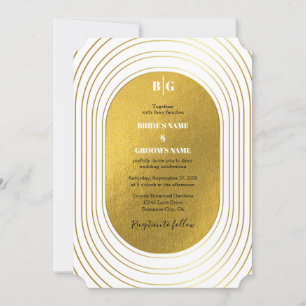 Wit en goud Modern minimalistische wapenweddenscha Kaart