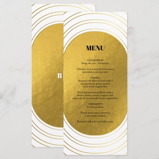 Wit en goud Modern minimalistische wapenweddenscha Menu (Voorkant / Achterkant)