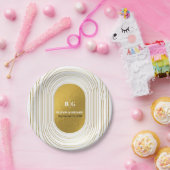 Wit en goud Modern minimalistische wapenweddenscha Papieren Bordje (Feest)