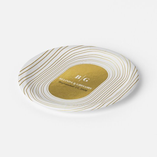 Wit en goud Modern minimalistische wapenweddenscha Papieren Bordje